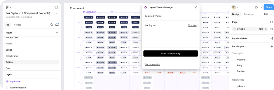 open and login to legion tokens manager, it's a figma plugin