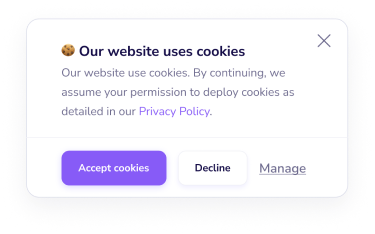 Provide further settings to manage which Cookies to allow for users